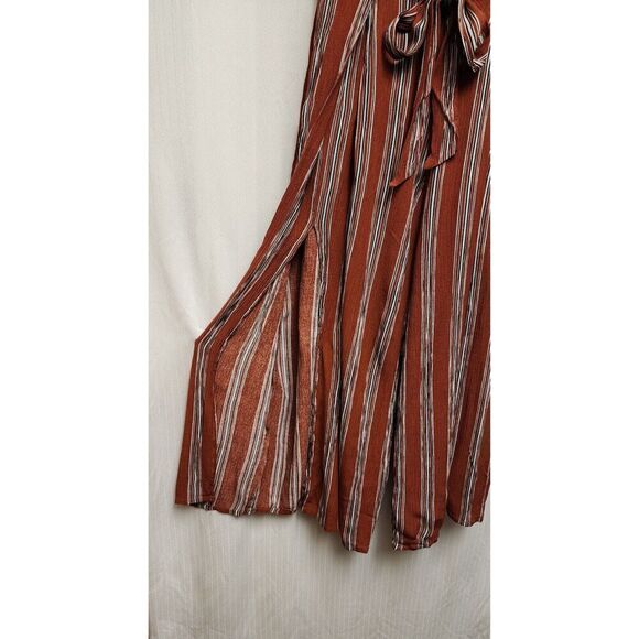 Simplee Women's Boho Flowy High Waisted Elegant Split Stripe Wide Leg Pants SM - Picture 7 of 10